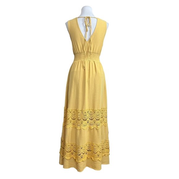 Baltic Børn Bondi Maxi Long Dress Mustard Yellow Bohemian Lace Size S Small - Picture 3 of 12